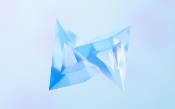 抽象透明玻璃几何体背景3D渲染