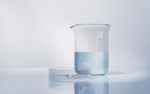 实验室的玻璃化学器皿3D渲染