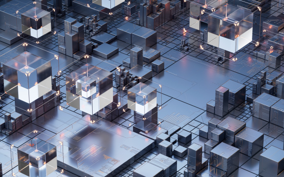 黑色方块几何体科技感背景3D渲染