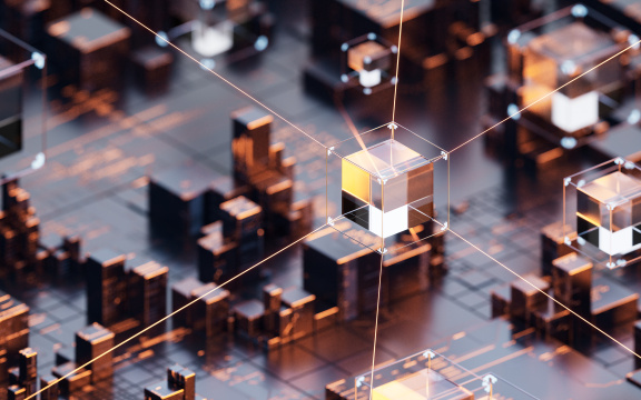 黑色方块几何体科技感背景3D渲染