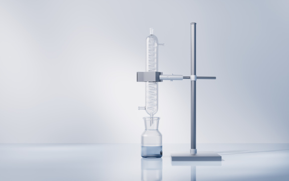 实验室的玻璃化学器皿3D渲染