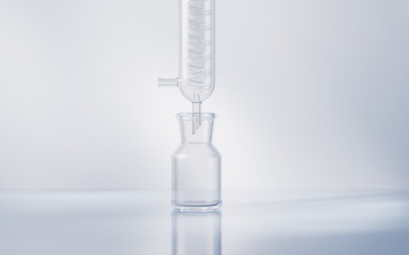 实验室的玻璃化学器皿3D渲染