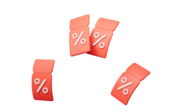 卡通风格打折券3D渲染