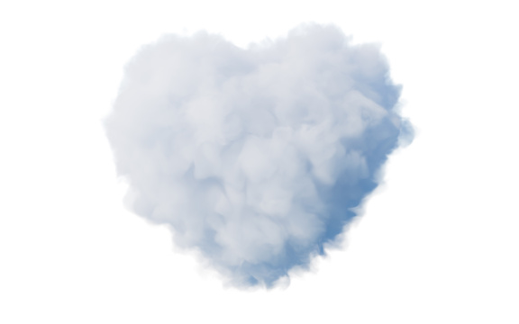 柔软蓬松的心形云朵3D渲染