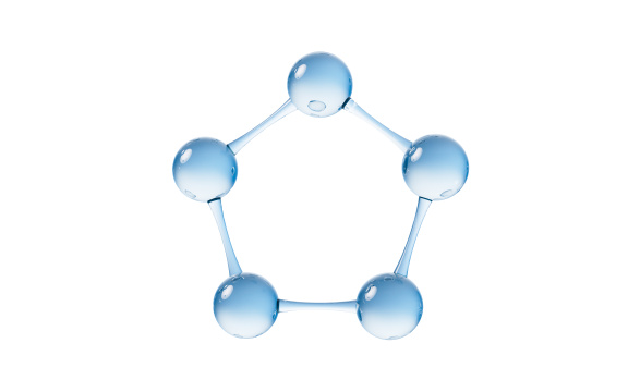 蓝色透明分子3D渲染