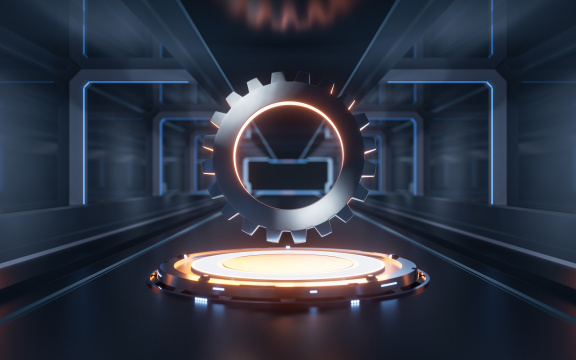 齿轮与科技感背景3D渲染