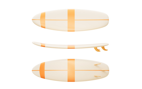 橙色冲浪板3D渲染