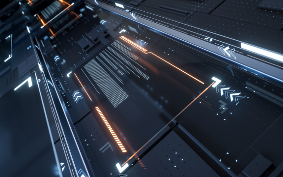 科技感显示屏与网络空间3D渲染