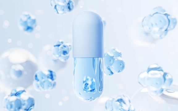 医药胶囊生物制药概念3D渲染