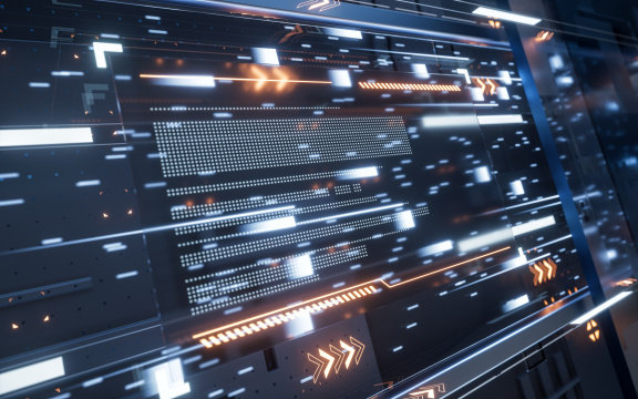 科技感显示屏与网络空间3D渲染