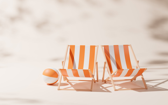 卡通风格沙滩椅3D渲染