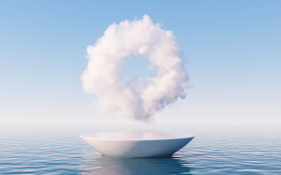 水面上的云朵3D渲染