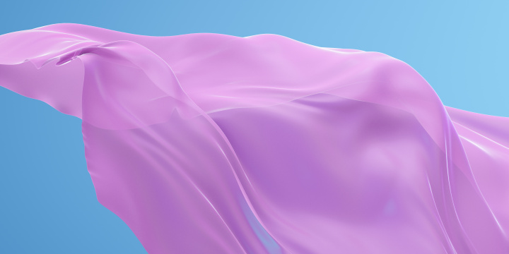 流动的紫色布料3D渲染