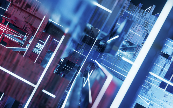 电子科技感线条几何体3D渲染