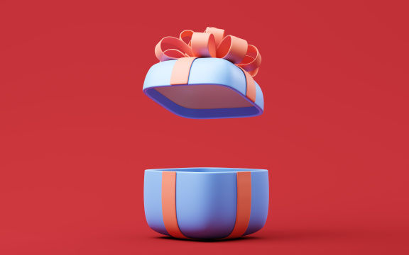 卡通风格圆角礼物盒3D渲染