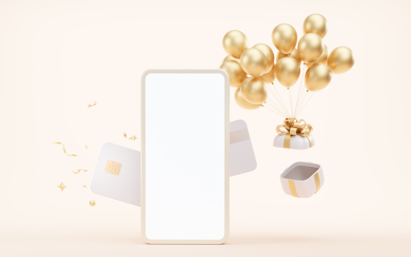 银行卡与手机3D渲染