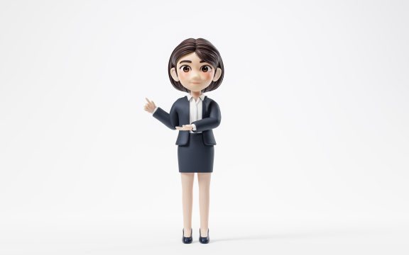 穿着正装的卡通女性3D渲染