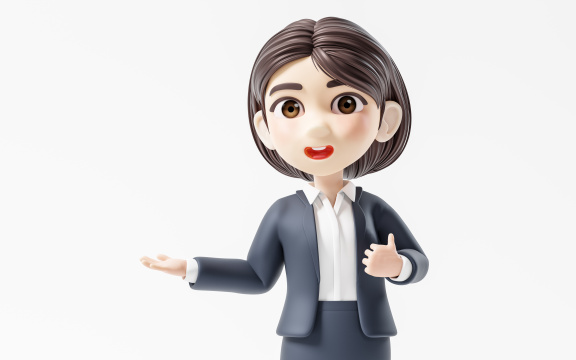 穿着正装的卡通女性3D渲染