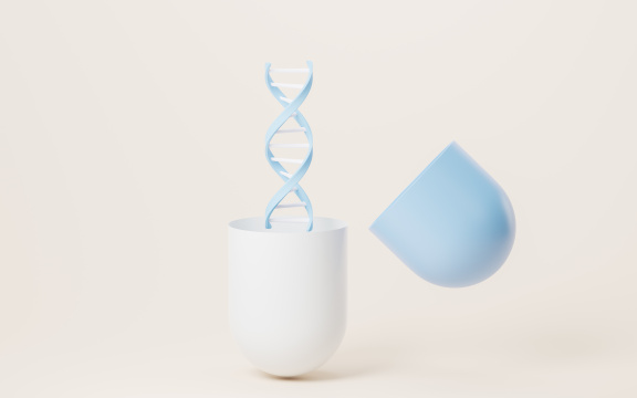DNA与生物制药概念3D渲染