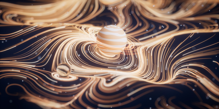 流动的粒子曲线3D渲染