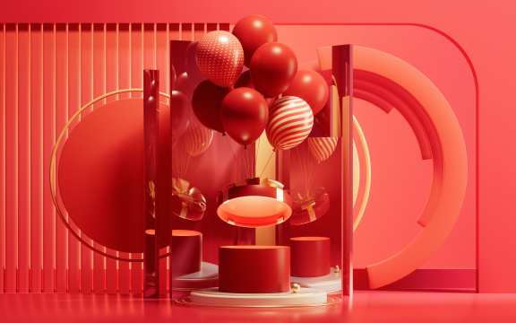 礼物盒与创意背景3D渲染