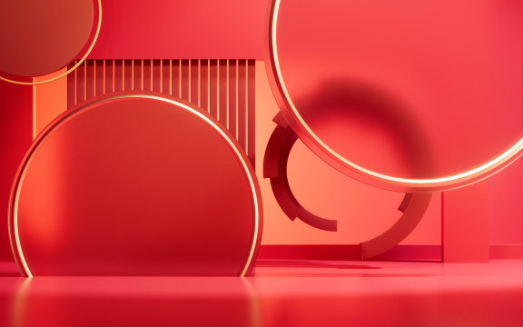 创意几何体室内空间3D渲染