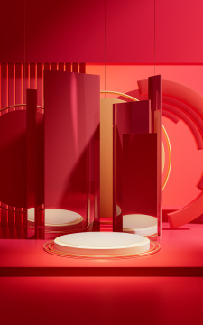 创意室内空间与展示台3D渲染
