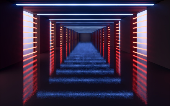 深色空房间地面3D渲染