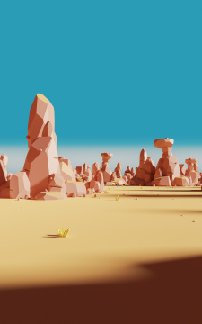 荒野与岩石背景3D渲染