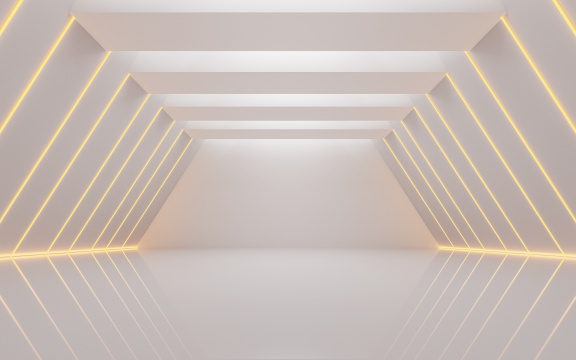 白色未来感隧道3D渲染