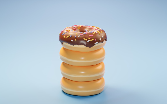 美味的甜甜圈3D渲染