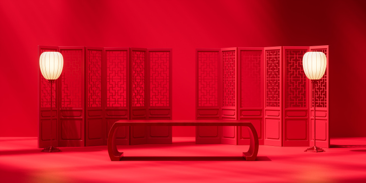 中国风装饰背景3D渲染