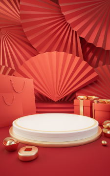 中国风创意展示台3D渲染