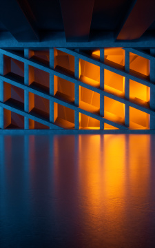 混凝土室内与灯光3D渲染