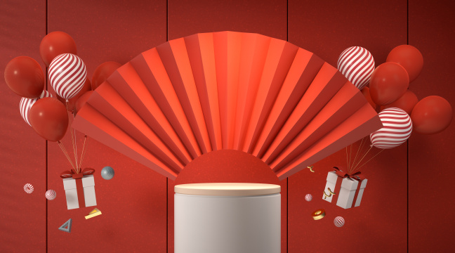 中国风创意展示台3D渲染