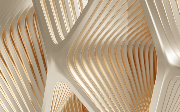 抽象金属线框结构3D渲染