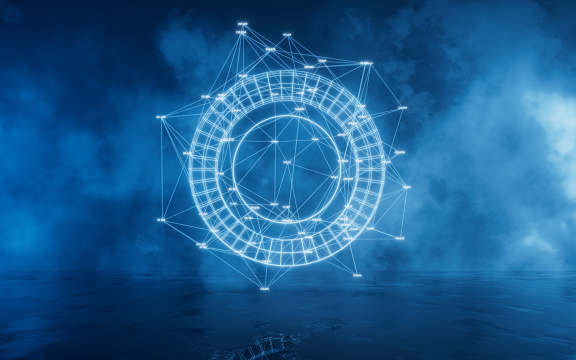 数字线条与烟雾效果背景3D渲染