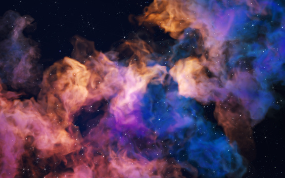 多彩的星云与烟雾背景3D渲染