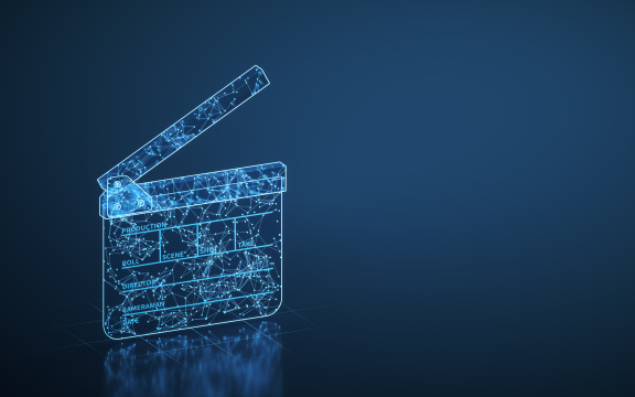 蓝色科技线条结构场记板 3D渲染