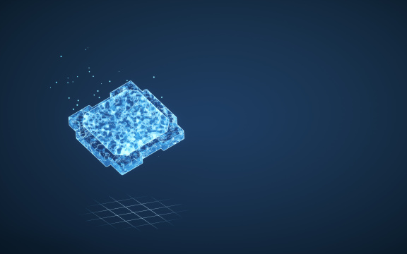 芯片与蓝色线条结构 3D渲染