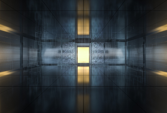 白色未来感室内空间 3D渲染