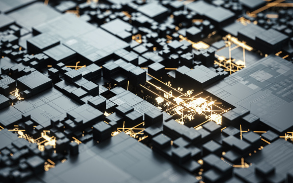 科技感电路与芯片 3D渲染