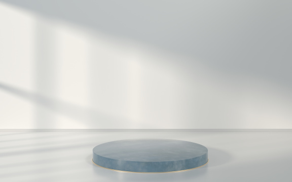 白色房间内的大理石置物台 3D渲染