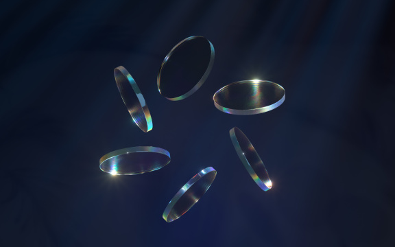 黑色背景下色散的玻璃 3D渲染