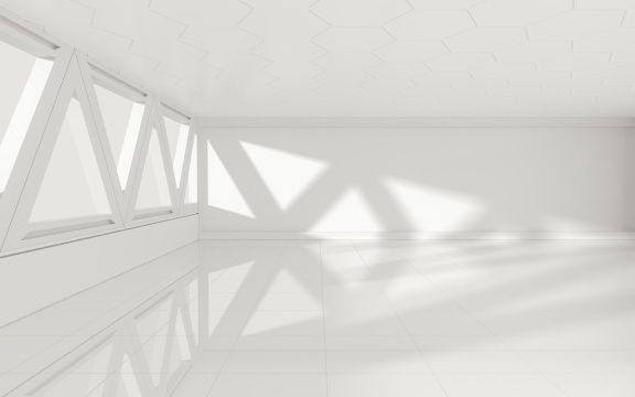 白色创意室内结构 3D渲染