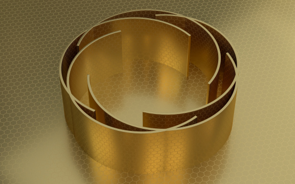 金色圆形几何体 3D渲染