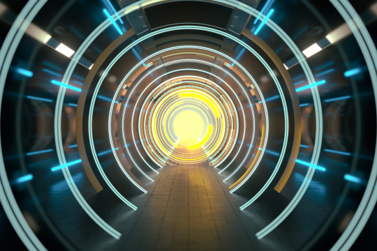 科技感发光HUD隧道 3D渲染