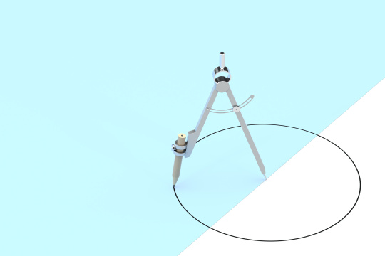 圆规与白色背景 3D渲染