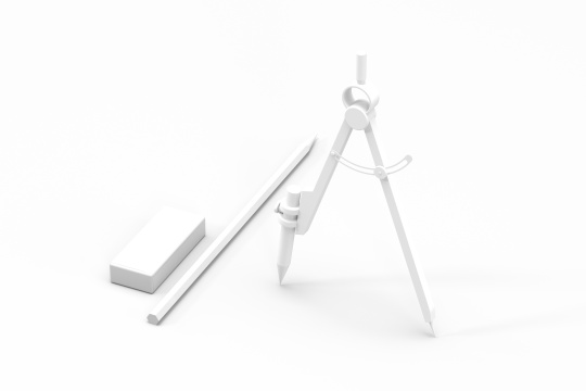 圆规与铅笔橡皮 3D渲染