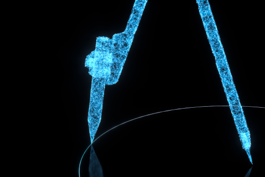 科技感线条圆规 3D渲染